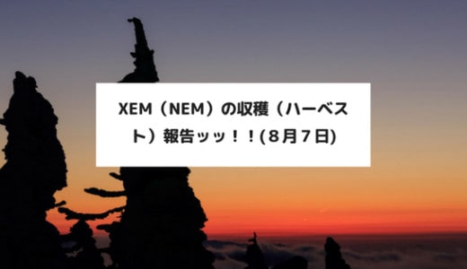 XEM（NEM）の収穫（ハーベスト）報告ッッ！！(８月７日)